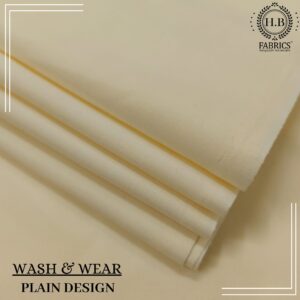 Cream Plain Unstitched Men's Kameez Shalwar.
