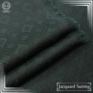Dark Green Jacquard Men's Unstitched Waist Coat Fabric.