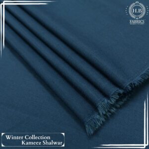 Shiny Blue Men's Unstitched Winter Shalwar Kameez.